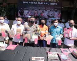 Satresnarkoba Polresta Malang Kota Berhasil Gagalkan Upaya Peredaran Narkoba Jenis Shabu dan Ganja 9,2 Kg