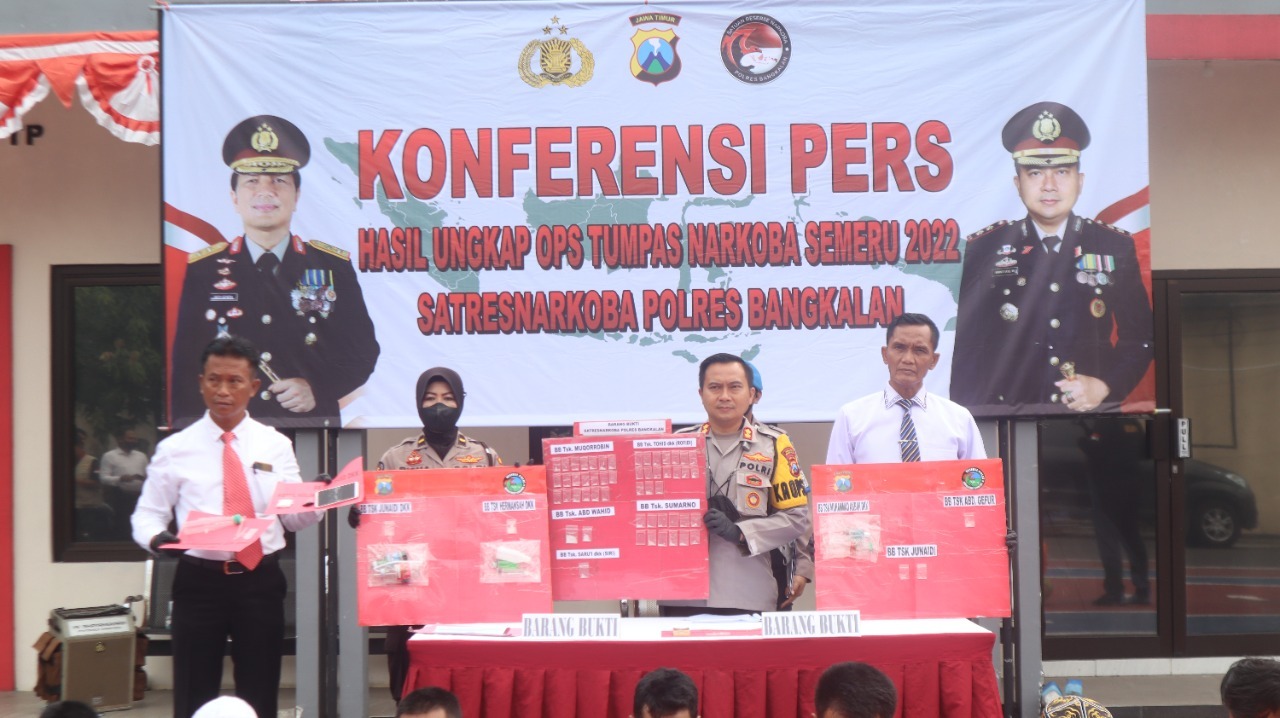 Gelar Ops Tumpas Narkoba 2022 Selama 12 Hari,Polres Bangkalan Berhasil Ungkap 16 Kasus