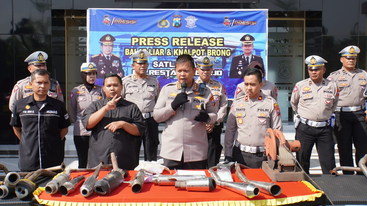 Polresta Sidoarjo Amankan 120 Motor dan Musnahkan Puluhan Knalpot Brong Diduga Terlibat Balap Liar